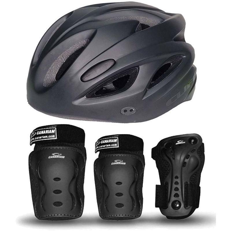 CANARIAM - Kit Canariam C2  Casco Para Patinaje cliff Negro Talla S