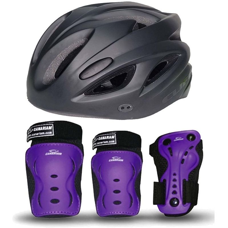 CANARIAM - Kit Canariam C2  Casco Para Patinaje cliff Negro Talla M