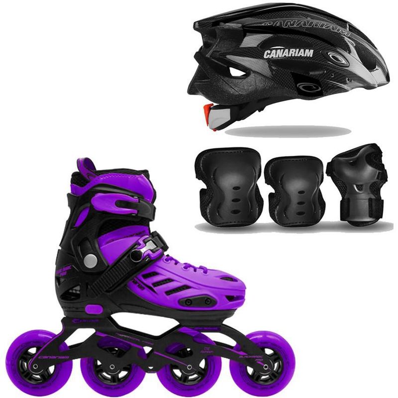CANARIAM - Patines Blackmagic Pro Plus Morado  Kit C4  Casco T39-42