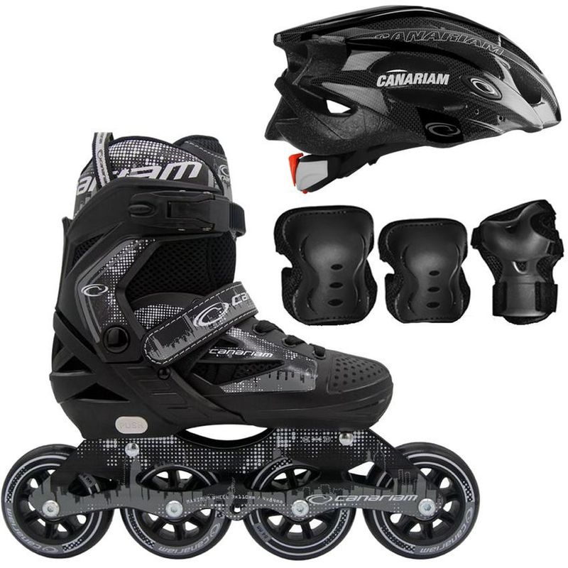 CANARIAM - Patines canariam rollerteam gris mas protecciones Talla34-37