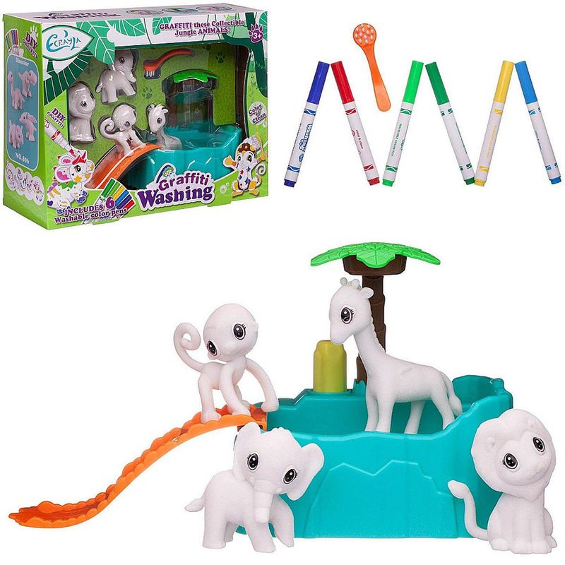 GENERICO - Set  Animales de la jungla Juguete Marcadores Lavables Niños
