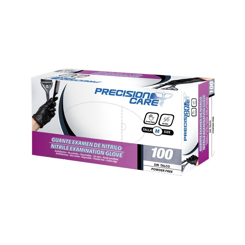 PRECISION CARE - Guantes Nitrilo Negro Talla M x 100 Unidades