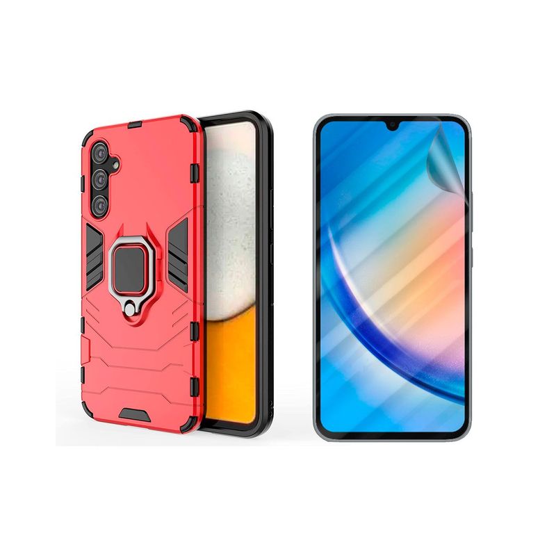 GENERICO - Funda Anti Golpes Anillo Compatible con Samsung A24 Rojo e Hidrogel