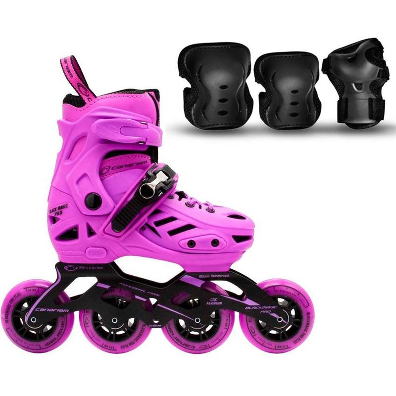 CANARIAM - Patines canariam blackmagic pro plus morado + kit de protección t 31 34