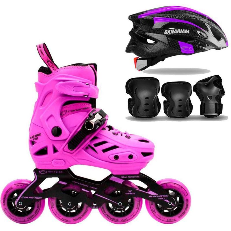 CANARIAM - Patines canariam blackmagic pro plus morado + kit + casco t 31 34