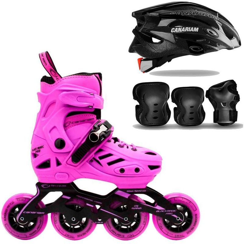 CANARIAM - Patines canariam blackmagic pro plus morado + kit + casco t 31 34