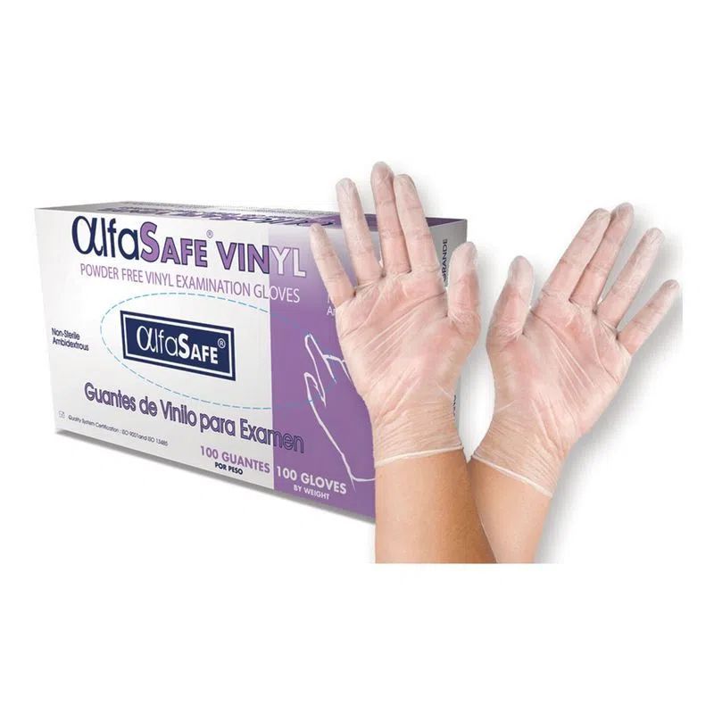 ALFA SAFE - Guantes de vinilo talla S x 100 unidades