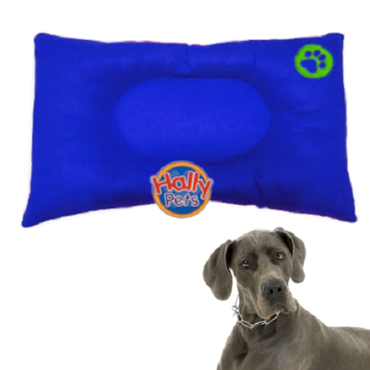 HALLY PET - Colchón premium gigante huella bordada mascota Azul Claro