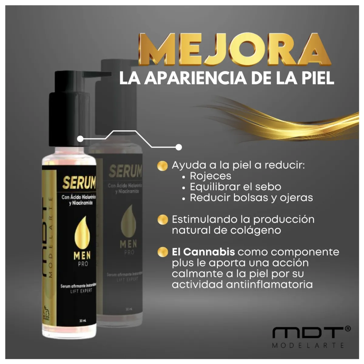 MODELARTE - Serum Facial Hombre Ácido Hialurónico y Niacinamida Modelarte