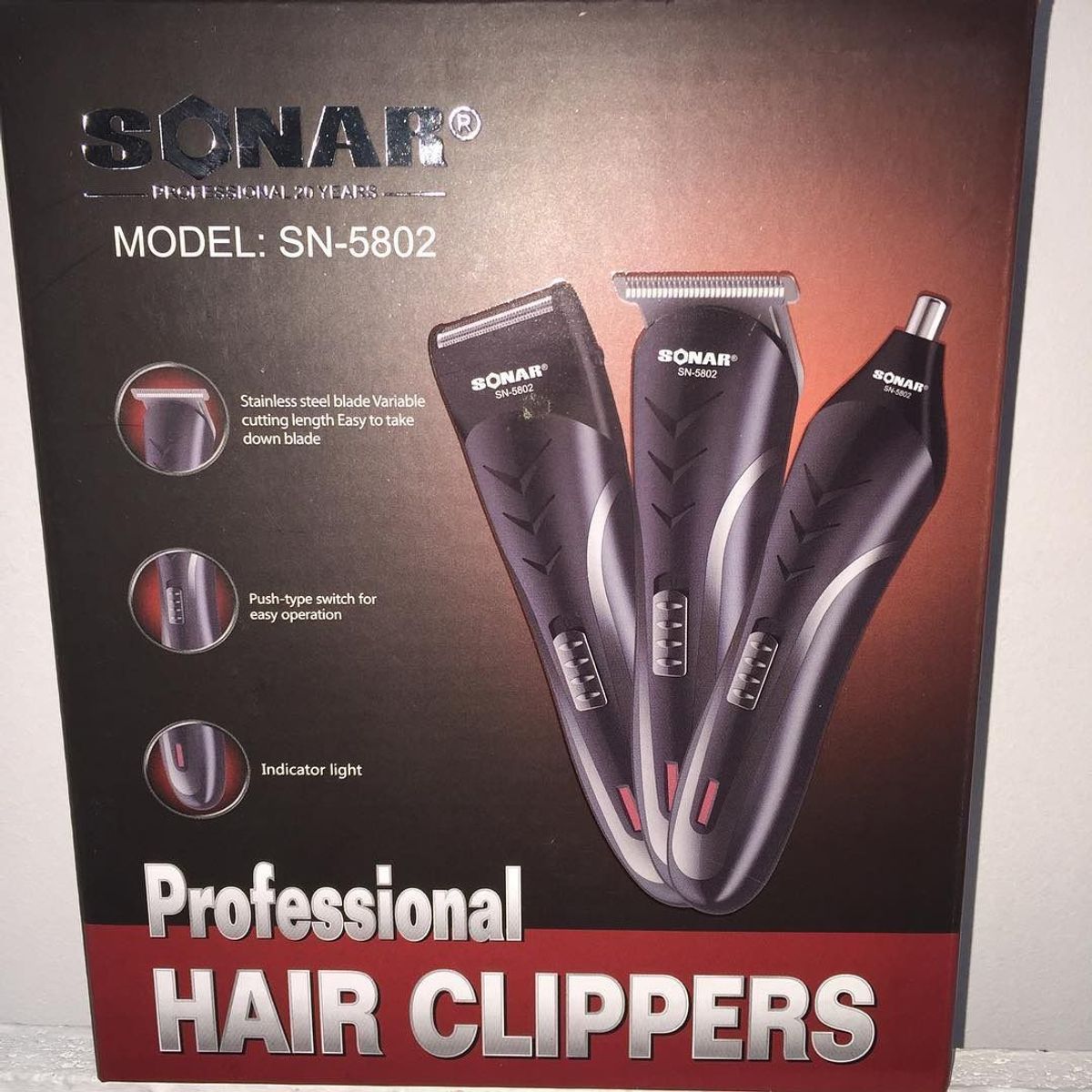 SONAR - Maquina Peluquera Recargable Nariz Orejas Pelo 3en1 Barbera