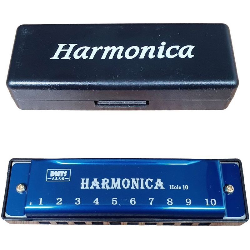 GENERICO - Armonica instrumento viento portable 10 huecos + estuche