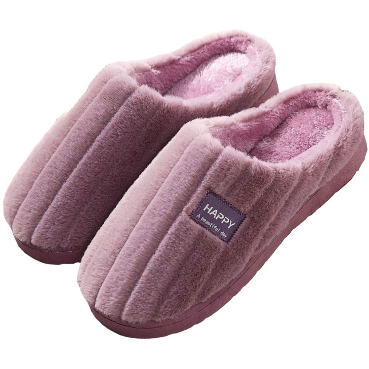 PANTECH - Pantuflas para mujer moradas de peluche importadas-