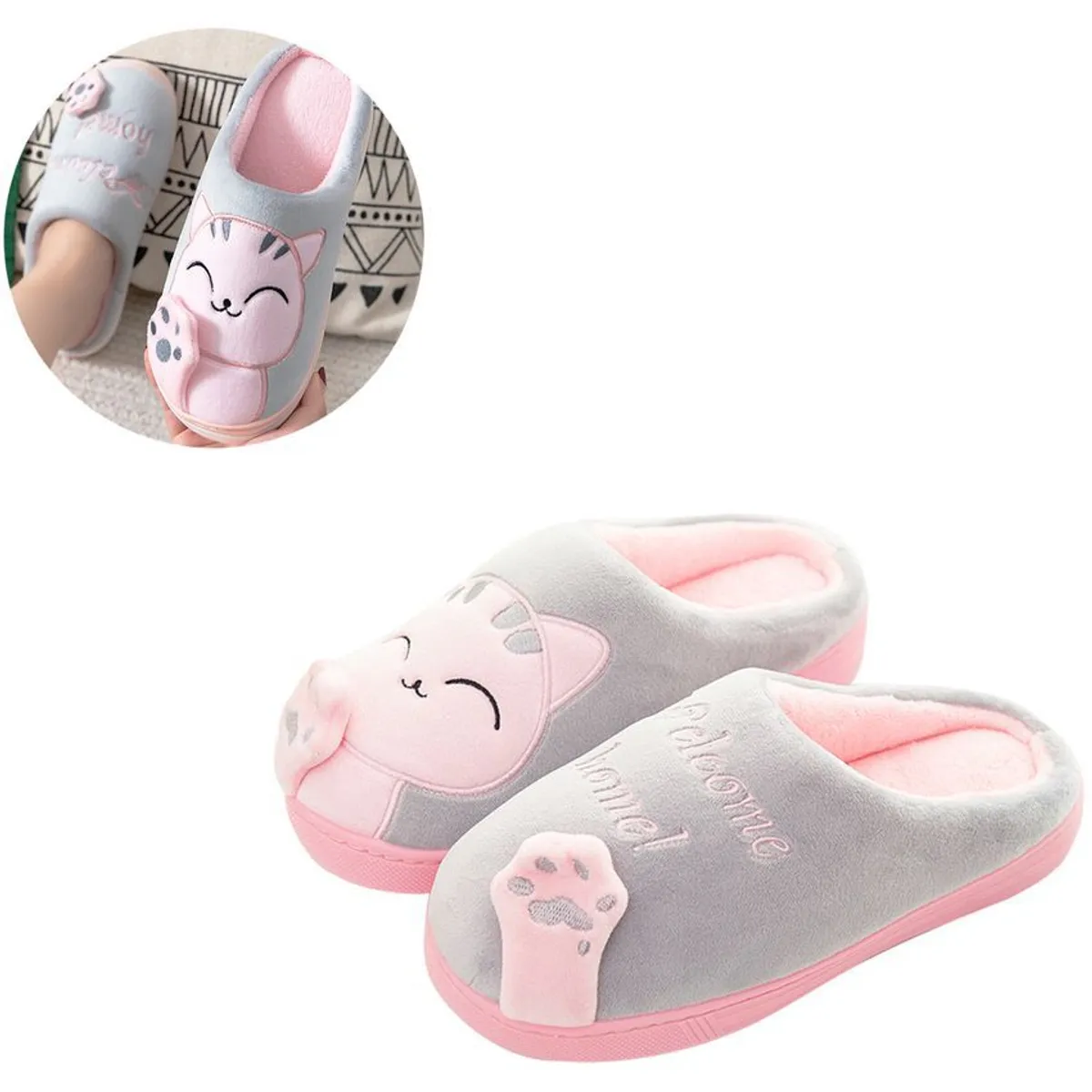 MULTIPLACE COLOMBIA - Pantuflas de peluche para mujer importadas-
