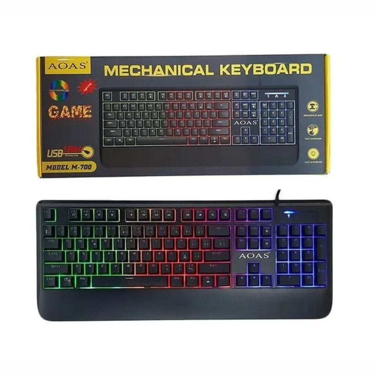 GENERICO - Teclado Gamer Con Luces Led Mecanico M-700 Retroiluminado