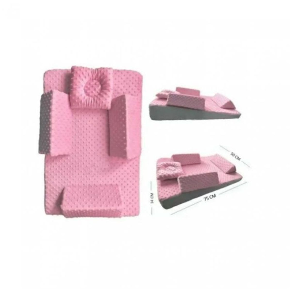 GENERICO - Colchoneta antirreflujo de bebe antialérgica 50x75x14 rosada