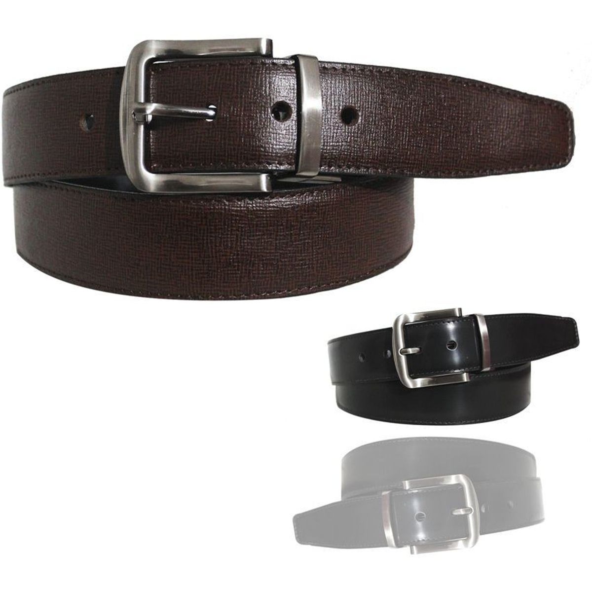 DHOAL - Correa-cinturon en cuero doble faz formal para hombre-