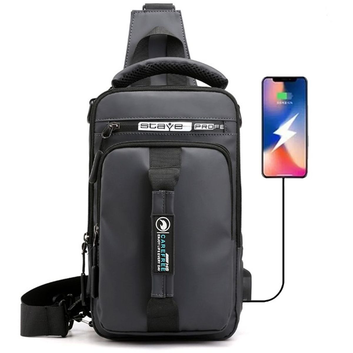 MULTIPLACE COLOMBIA - Bolso manos libres para caballero de cruzar impermeable-