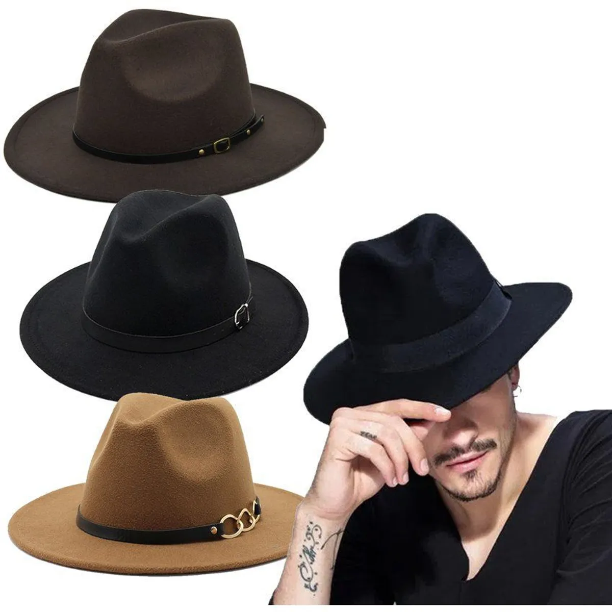 MULTIPLACE COLOMBIA - Sombrero para hombre fedora en paño importado de alta calidad