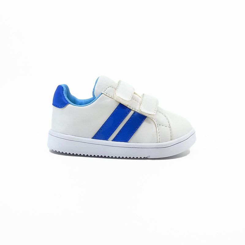 PAPOS - Zapatos Bebés Velcro Sergio Blanco y Azul