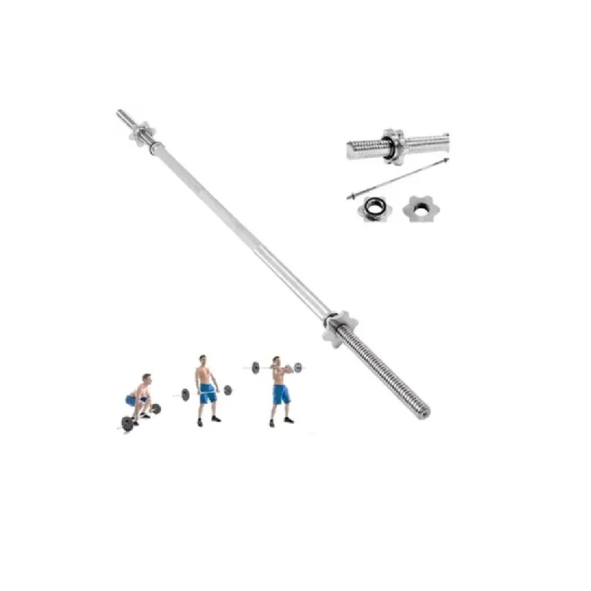 GENERICO - Barra  para pesas de 120cm  discos gym fitness