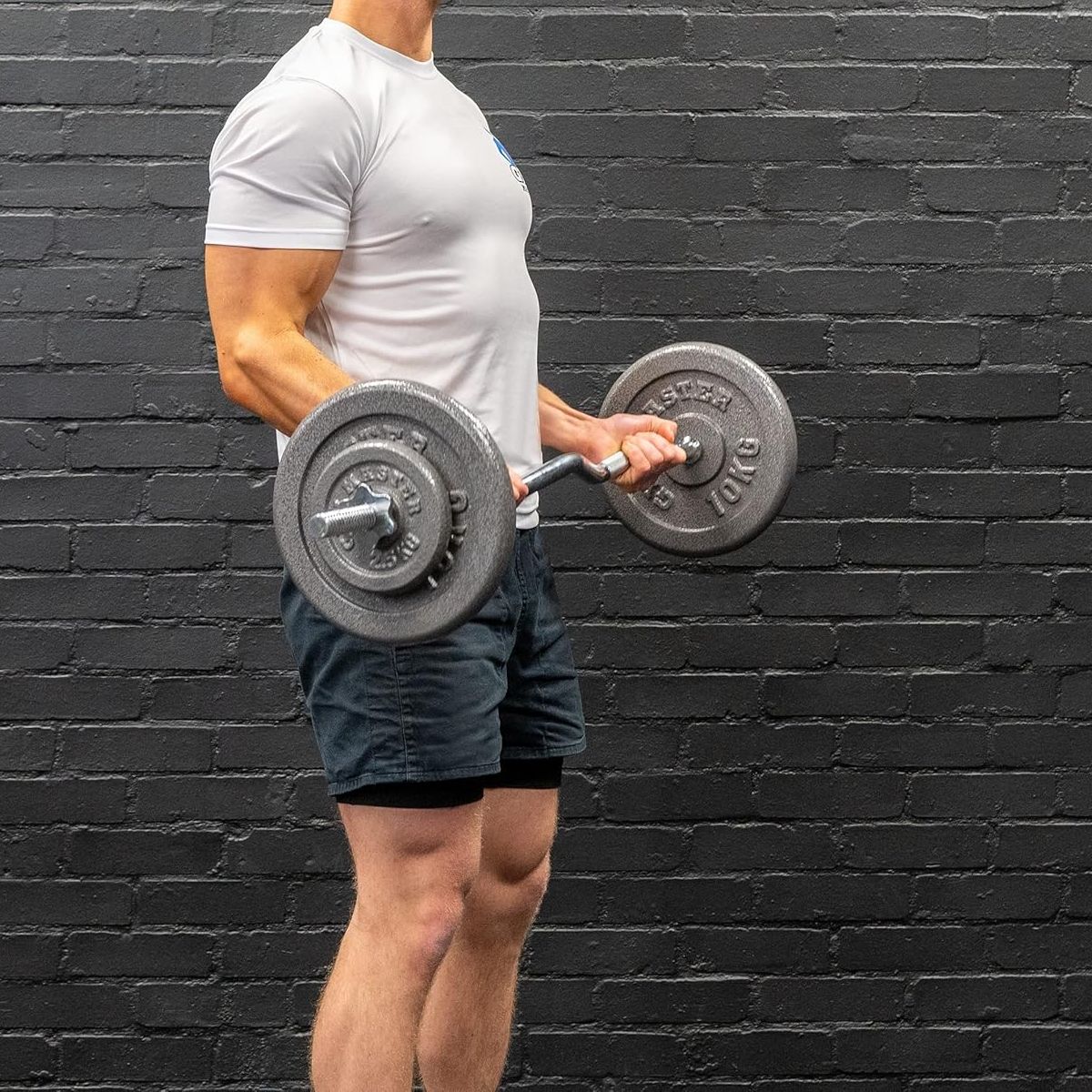 GENERICO - Barra z curva para pesas de 150cm discos gym fitness