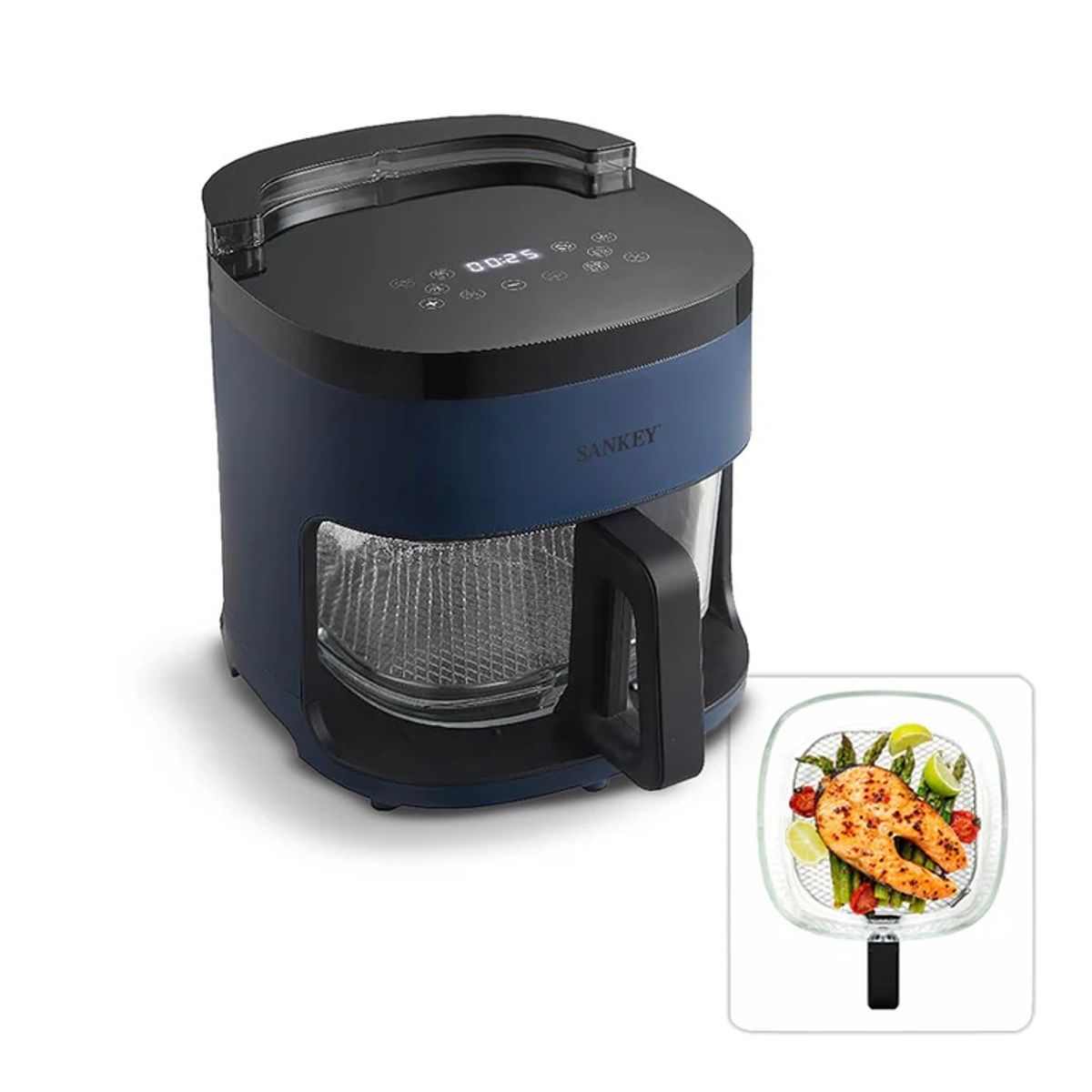 SANKEY - Freidora de Aire Cesta de Vidrio Templado de 4.2 Litros Sankey