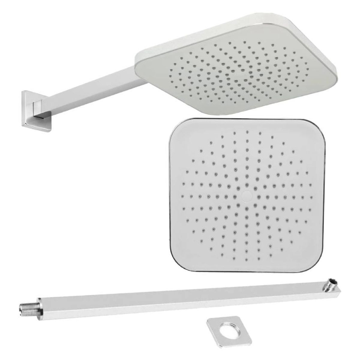 GENERICO - Regadera Ducha Tames Lluvia 20 Cm Cuadrada Kit Tubo Cuadrado