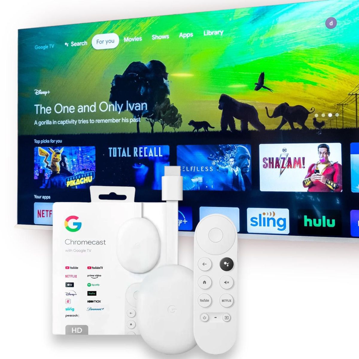 GOOGLE - Google Chromecast Tv 4Gen Última Versión Full HD Control Voz Blanco