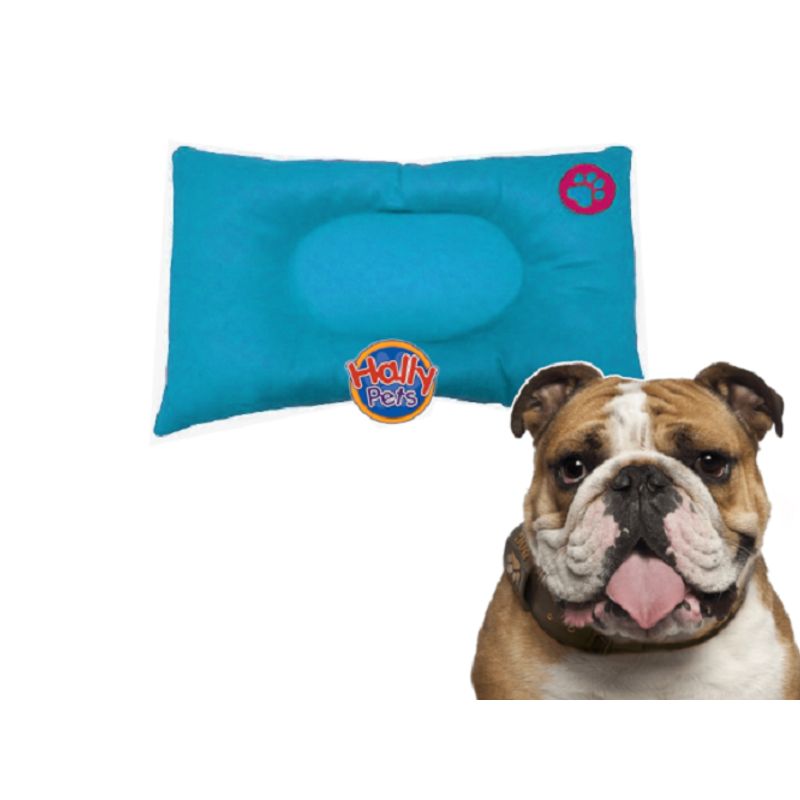 HALLY PET - Colchón premium grande huella bordada mascota Celeste