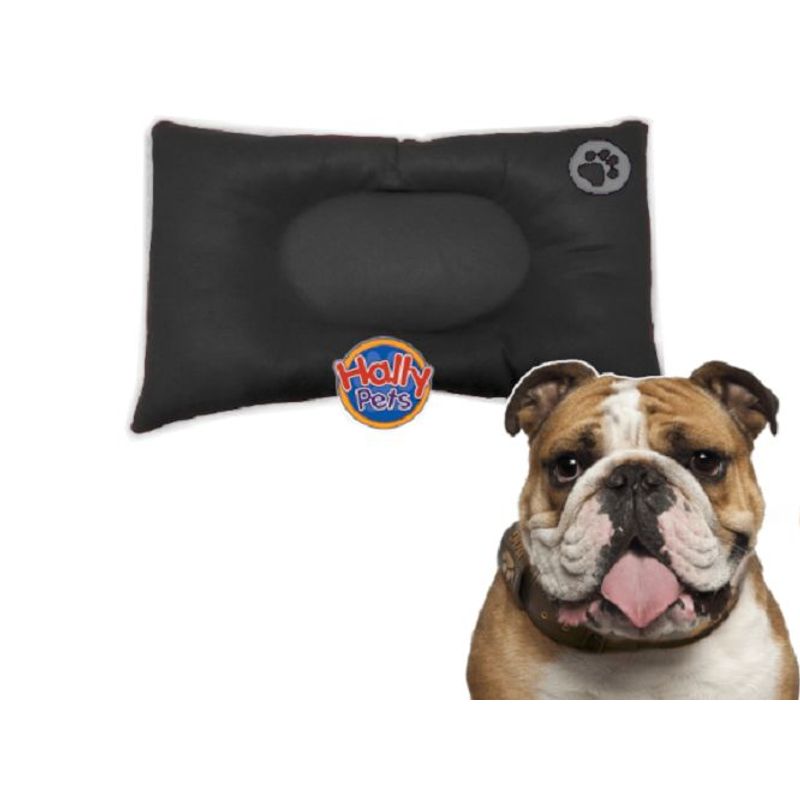 HALLY PET - Colchón premium grande huella bordada mascota Negro.