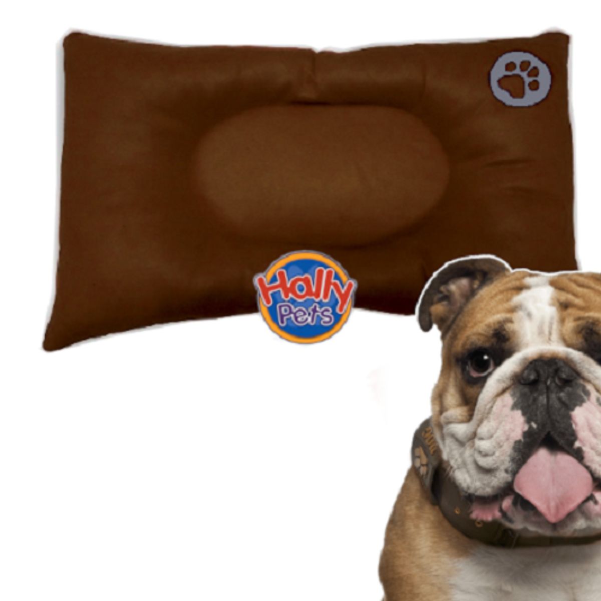 HALLY PET - Colchón premium grande huella bordada mascota Marron