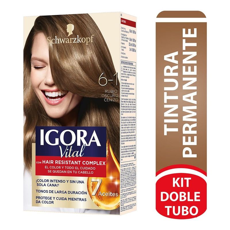 IGORA - Tinte Igora Vital Permanente 6-1 Rubio Oscuro Cenizo Dt