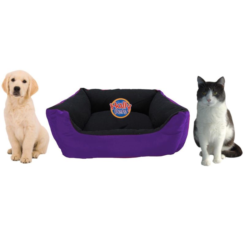 HALLY PET - Cama Grande Con Cojín Lavable impermeable Morado