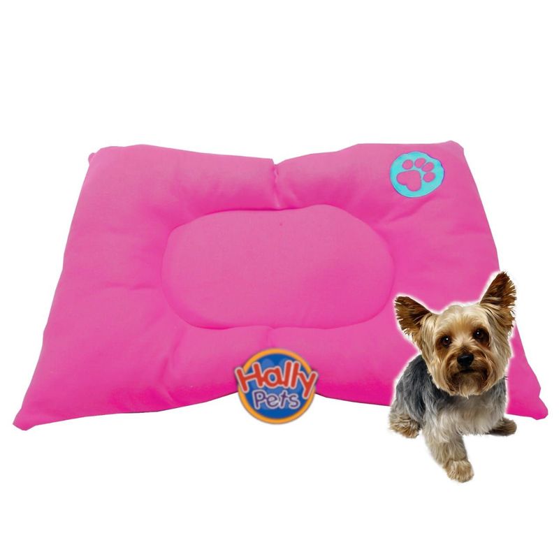 HALLY PET - Colchón premium pequeño huella bordada Rosado