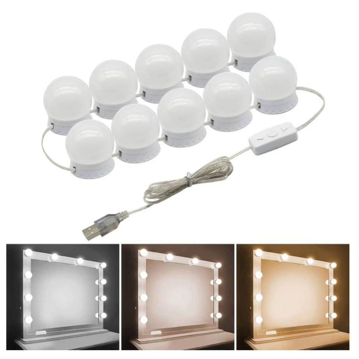 GENERICO - Extension Luz Para Espejo Hollywood . 10 Luces.