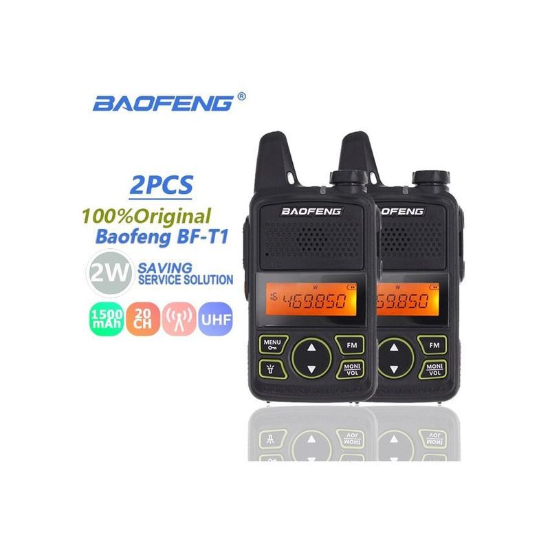 GENERICO - 2 radios  baofeng mini bf-t1 bft1 uhf 400-470mhz fm  5 kms pack x2