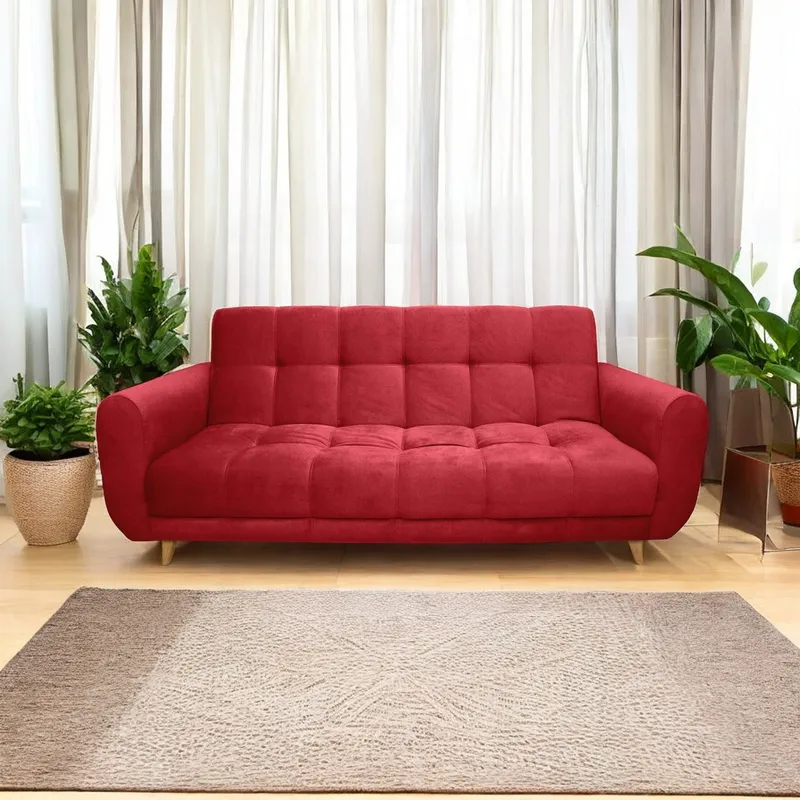 MUEBLES ONLINE - Sofa cama 3 posiciones Archer tela roja