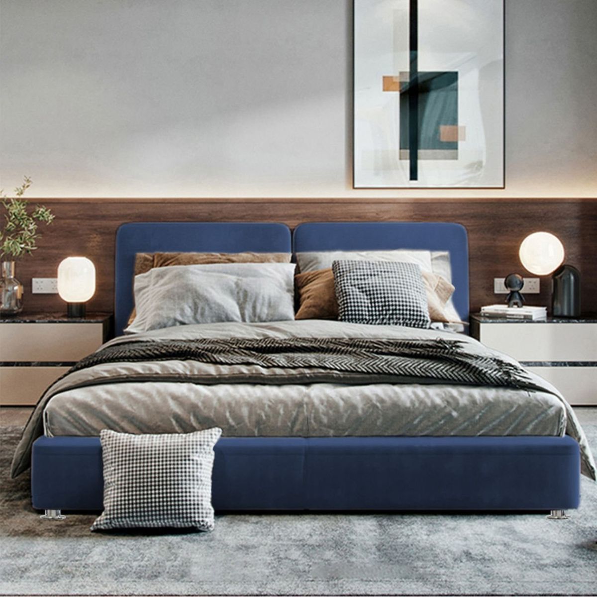 EKONOMODO COLOMBIA - Colchon Doble 1 Pillow Con Cama En Pino Gabor Azul 140X190 Cm