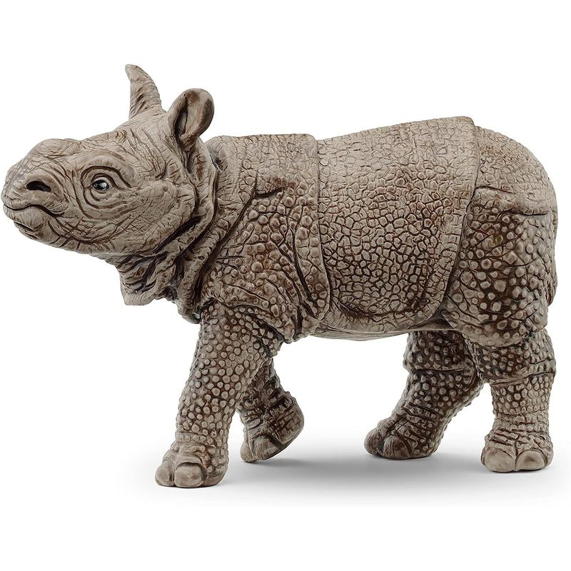JUGANDO Y EDUCANDO - Figura De Animales Cría Rinoceronte Colección Pintado A Mano