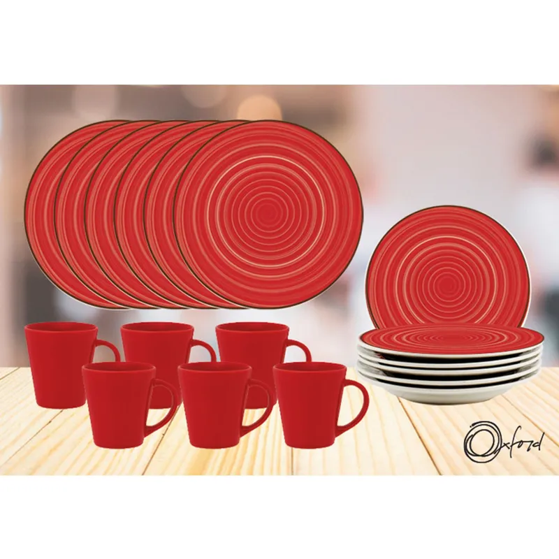 OXFORD - Set Vajilla 18 piezas Rojo Oxford