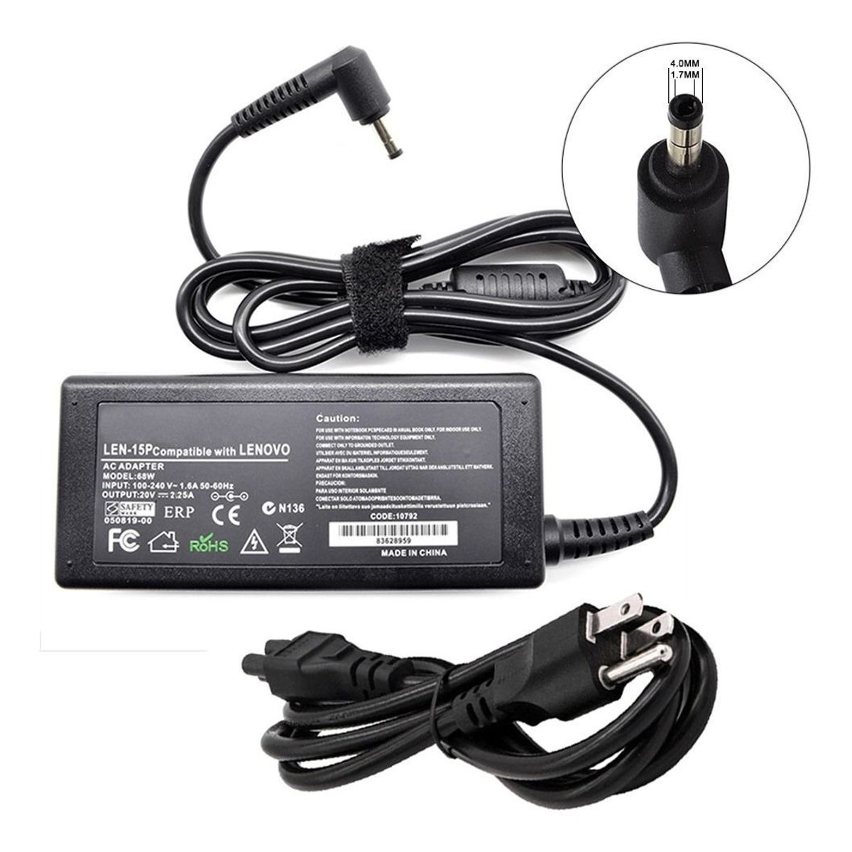 GENERICO - Cargador Para Lenovo Ideapad 1 14ada05 82gw 20v 2.25a 45w