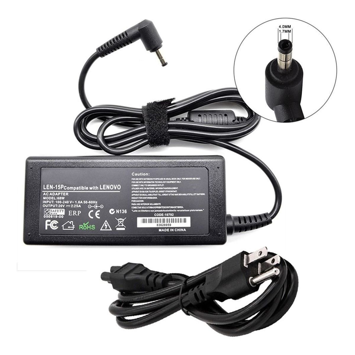 GENERICO - Cargador Para Lenovo Ideapad 1 14ada05 82gw 20v 2.25a 45w