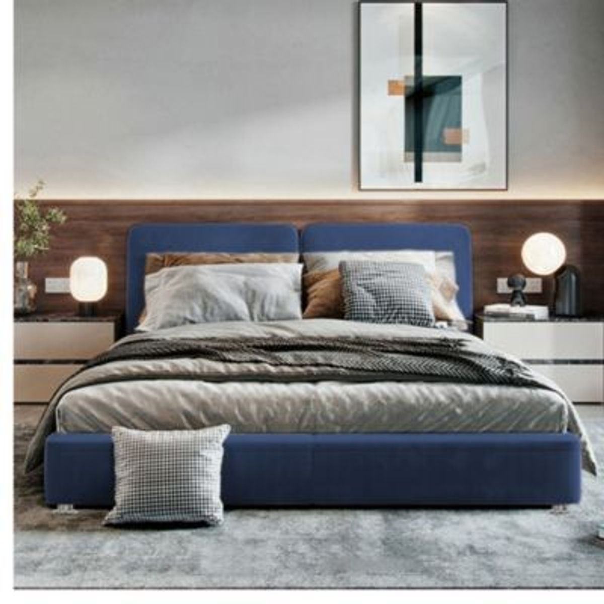 EKONOMODO COLOMBIA - Colchon King 1 Pillow Con Cama Gabor Azul 200X200 Gratis Sabanas