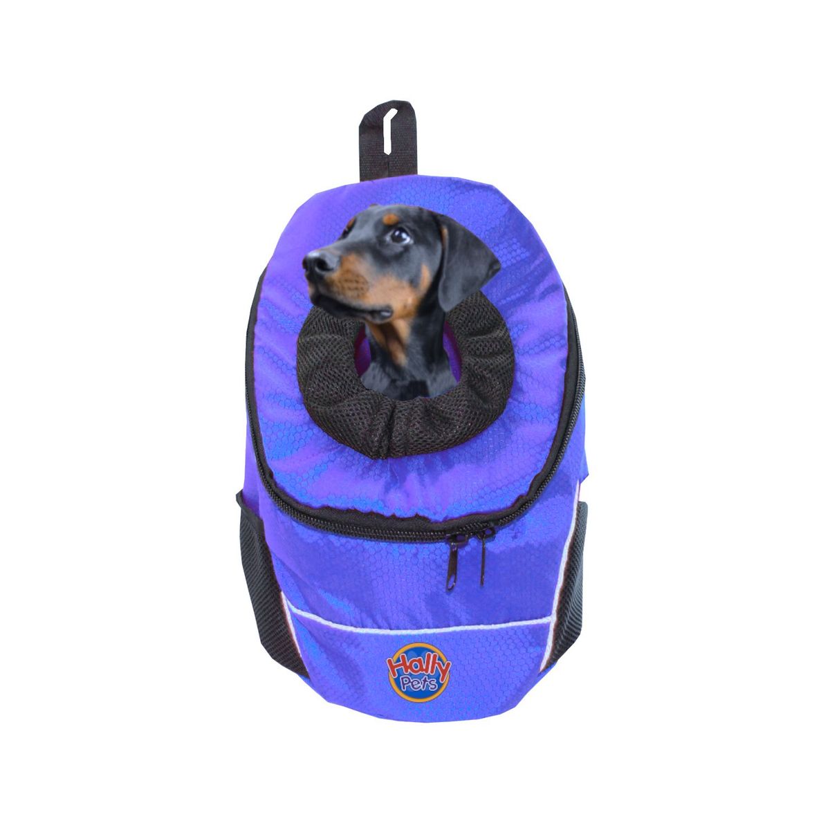 HALLY PET - Morral cargador ventana mediano 28 x 37 x 17 cm Azul Oscuro.