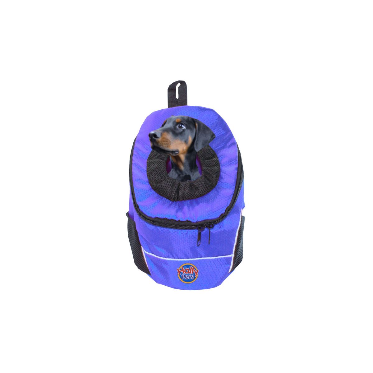 HALLY PET - Morral cargador ventana mediano 28 x 37 x 17 cm Azul Oscuro.
