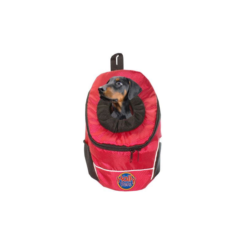 HALLY PET - Morral cargador ventana mediano 28 x 37 x 17 cm Rojo.