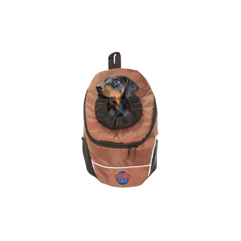 HALLY PET - Morral cargador ventana mediano 28 x 37 x 17 Marron.