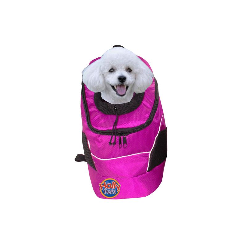 HALLY PET - Morral cargador ventana grande 28 x 48 x 18 cm Rosado.