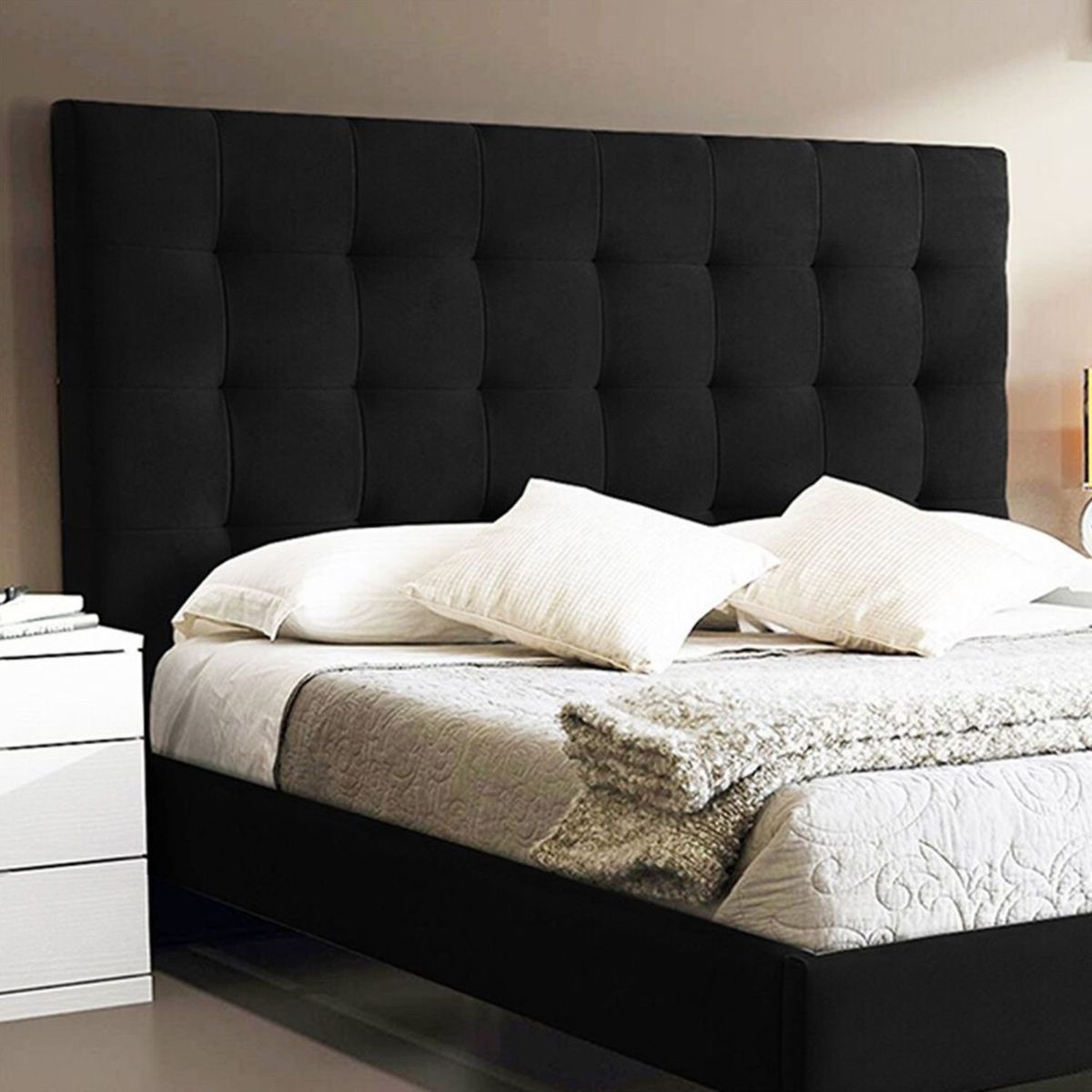 EKONOMODO COLOMBIA - Colchon Doble 1 Pillow + Base Cama + Espaldar Luxury Negro 140X190 Cm