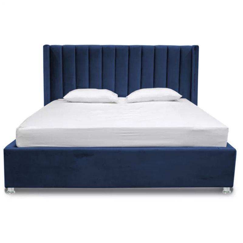 EKONOMODO COLOMBIA - Colchon Queen 1 Pillow + Base cama + Espaldar + Puff Julieta Azul